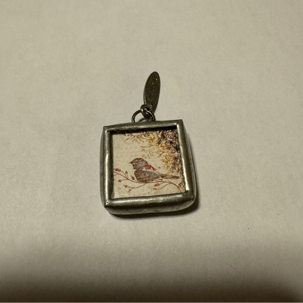 Jewel Kade Jewelry Necklace Charm Square Initial N and Bird Pendant.